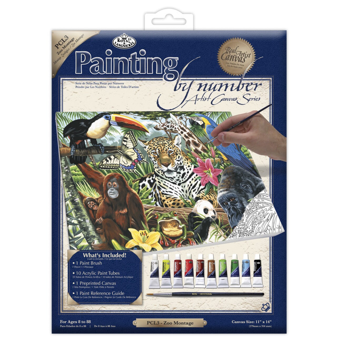 PCL3 | Painting by numbers™ 13pc 11" x 14" Zoo Montage Canvas Painting Project